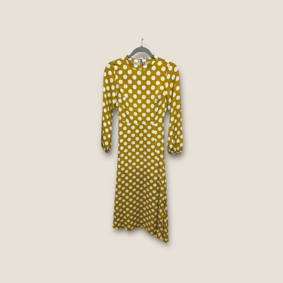 Topshop Dresses & Skirts - TopShop NWT Yellow polka Dot Midi Dress Open Back Size 4